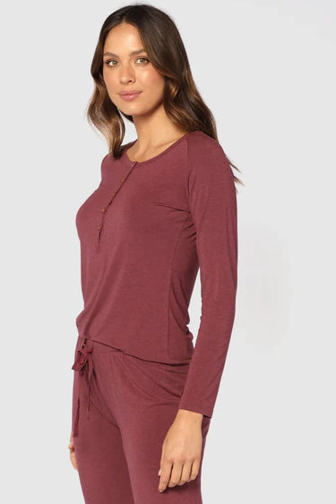 Organic Bamboo Long Sleeve Nursing Henley Top